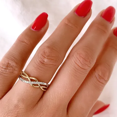 diamant ring in 14 karaat goud-en witgoud 0,06 ct