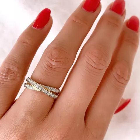 Abstract diamant ring in 14 karaat goud-en witgoud 0,50 ct