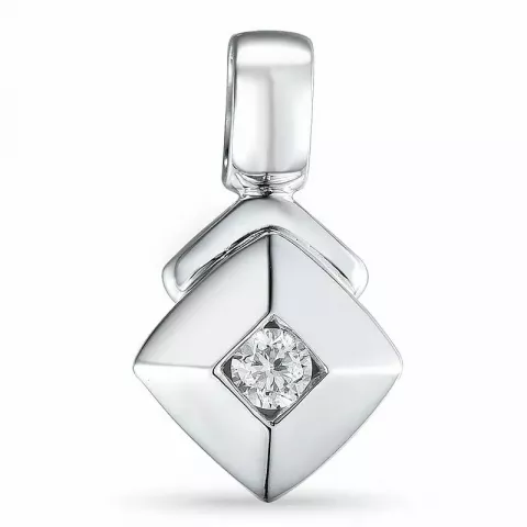 Vierkant diamant hanger in 14 caraat witgoud 0,10 ct