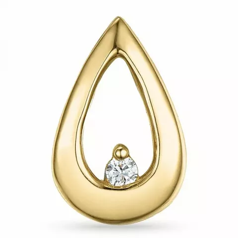 Druppelvormig diamant hanger in 14 caraat goud 0,03 ct