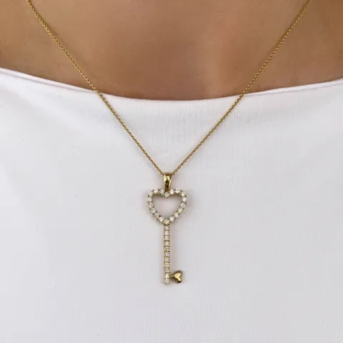Sleutel diamanten hanger in 14 caraat goud 0,55 ct