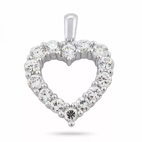 hart diamant hanger in 14 caraat witgoud 1,72 ct