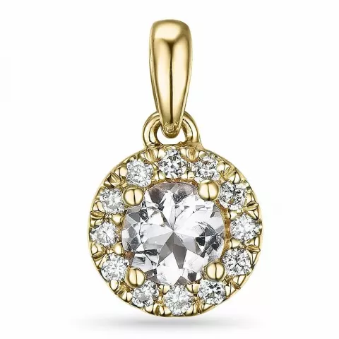 rond morganit diamanten hanger in 14 caraat goud 0,32 ct 0,12 ct