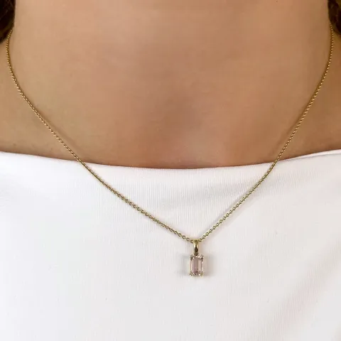 Vierkant morganit hanger in 14 caraat goud 0,55 ct