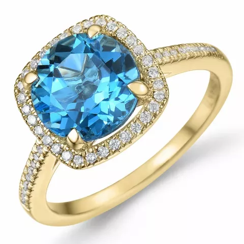 vierkant topaas diamant ring in 14 karaat goud 3,50 ct 0,18 ct