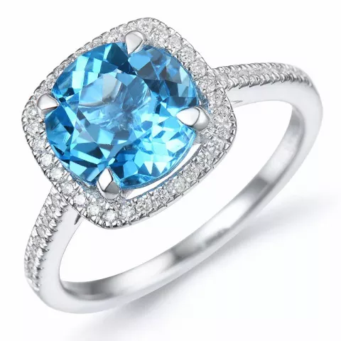 vierkant topaas diamant ring in 14 karaat witgoud 3,50 ct 0,18 ct