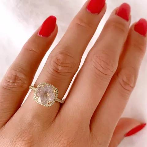 vierkant kwarts diamant ring in 14 karaat goud 2,65 ct 0,18 ct