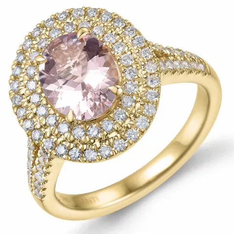 morganit diamant ring in 14 karaat goud 1,82 ct 0,75 ct