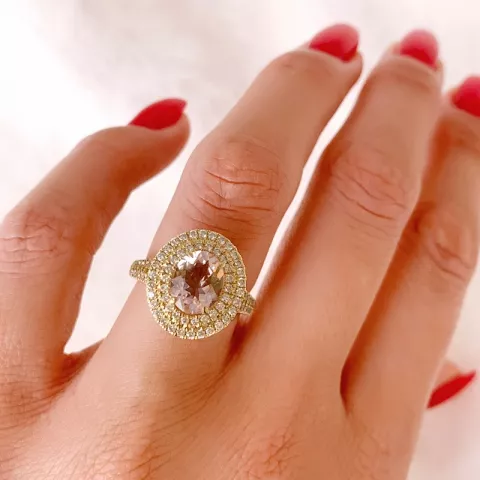 morganit diamant ring in 14 karaat goud 1,82 ct 0,75 ct