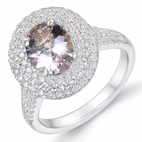 morganit diamant ring in 14 karaat witgoud 1,82 ct 0,75 ct
