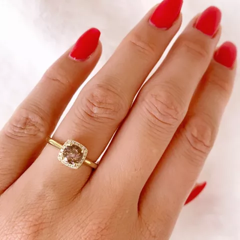 morganit diamant ring in 14 karaat goud 0,75 ct 0,10 ct