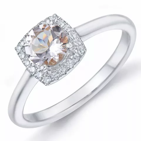 morganit diamant ring in 14 karaat witgoud 0,75 ct 0,10 ct