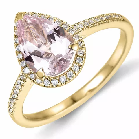 morganit diamant ring in 14 karaat goud 1,80 ct 0,16 ct