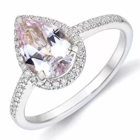 morganit diamant ring in 14 karaat witgoud 1,80 ct 0,16 ct