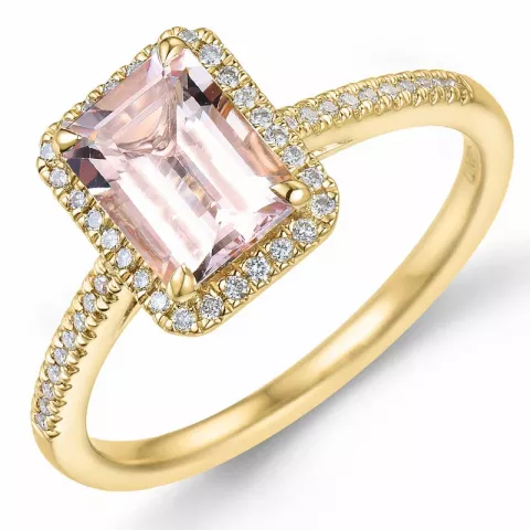 morganit diamant ring in 14 karaat goud 1,70 ct 0,16 ct