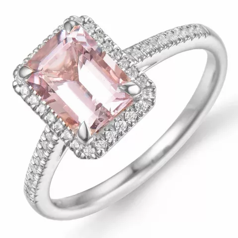 morganit diamant ring in 14 karaat witgoud 1,70 ct 0,16 ct