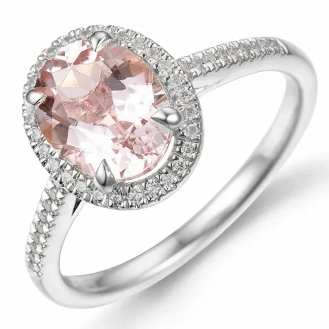 morganit diamant ring in 14 karaat witgoud 1,82 ct 0,16 ct