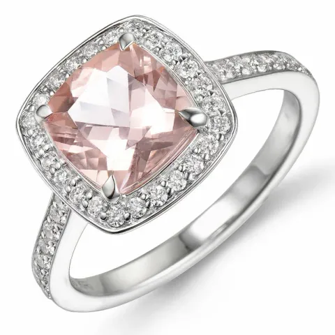 morganit diamant ring in 14 karaat witgoud 2,2 ct 0,38 ct