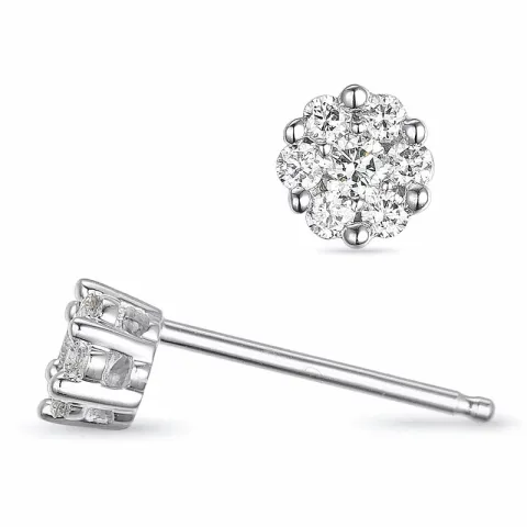 rond briljant oorbellen in 14 karaat witgoud met diamant 