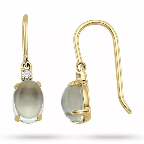 ovaal groene amethist diamant oorbellen in 14 karaat goud met amethist en diamant