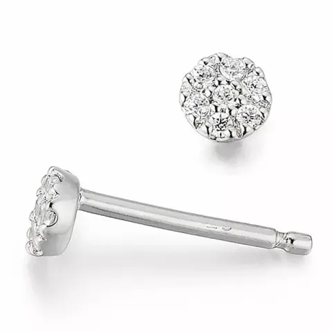 rond briljant oorbellen in 14 karaat witgoud met diamant 