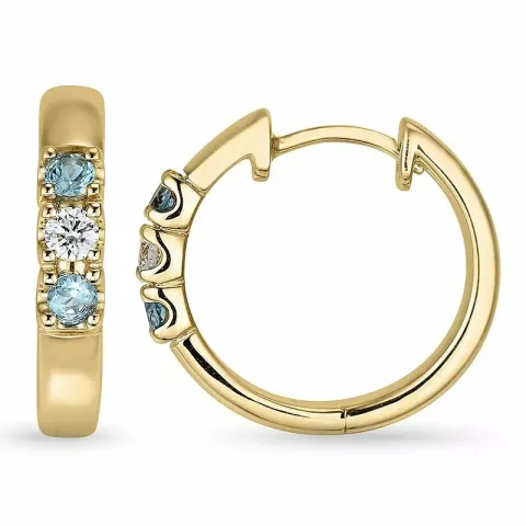 15 mm topaas creool in 14 karaat goud met topaas en diamant