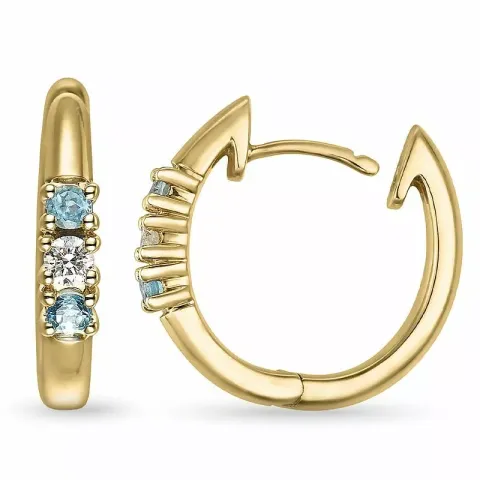 16 mm topaas creool in 14 karaat goud met diamant en topaas