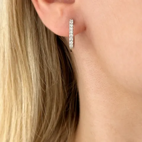 18 mm creool in 14 karaat witgoud met diamant