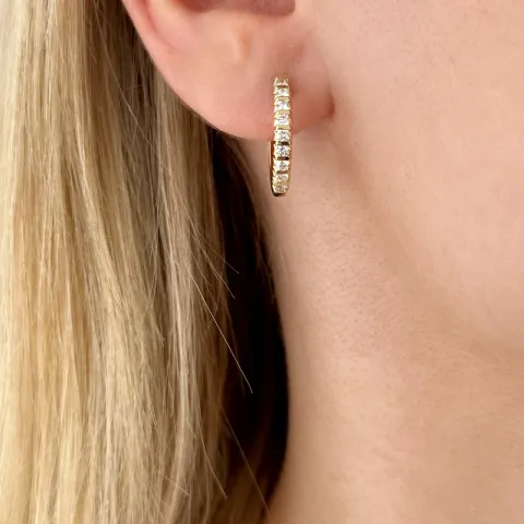 18 mm creool in 14 karaat goud met diamant