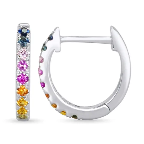 12 mm regenboogkleurige saffier creool in 14 karaat witgoud met saffier 