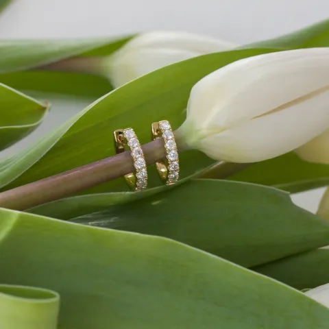 14 mm creool in 14 karaat goud met diamant 