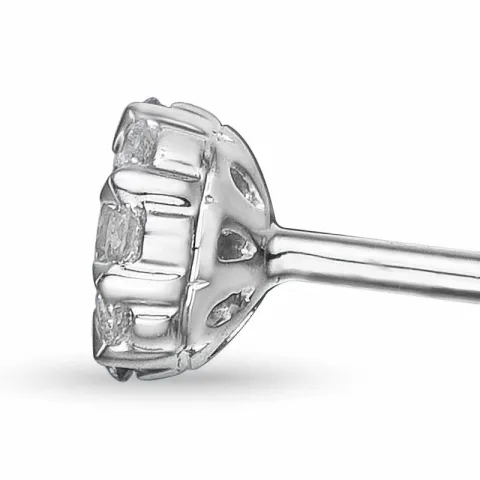 rond diamant oorsteker in 14 karaat witgoud met diamant en diamant 