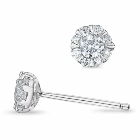 rond briljant oorsteker in 14 karaat witgoud met diamant en diamant