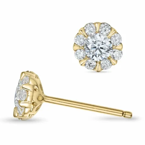 rond diamant oorsteker in 14 karaat goud met diamant en diamant 