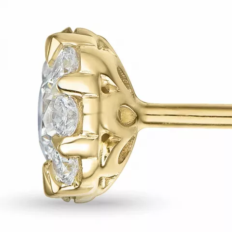 rond diamant oorsteker in 14 karaat goud met diamant en diamant 