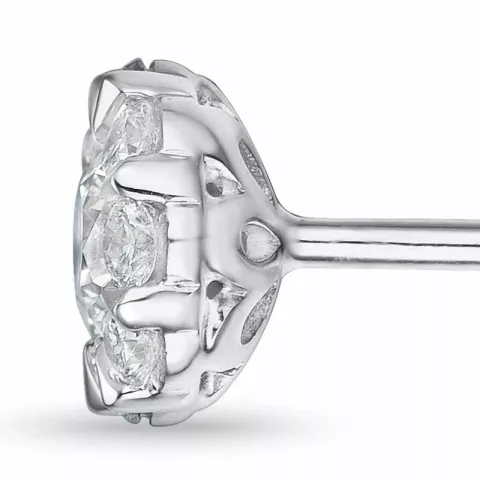rond diamant oorsteker in 14 karaat witgoud met diamant en diamant 