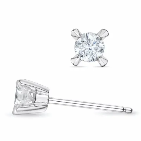 2 x 0,20 ct solitaire oorbel in 14 karaat witgoud met diamant