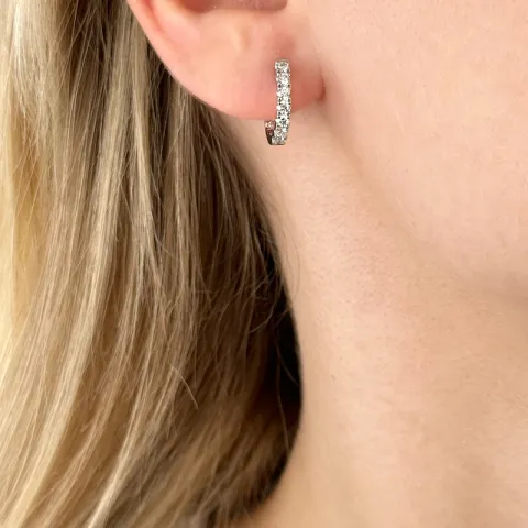 14 mm diamant creool in 14 karaat witgoud met diamant