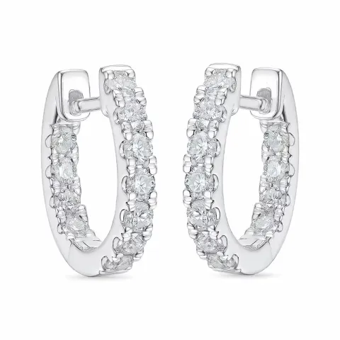 14 mm diamant creool in 14 karaat witgoud met diamant