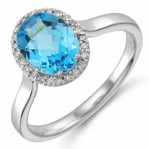 ovale topaas diamant ring in 14 karaat witgoud 3,00 ct 0,12 ct