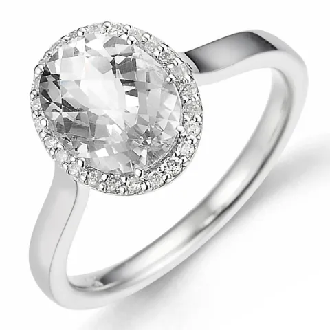 ovale kwarts diamant ring in 14 karaat witgoud 2,0  ct 0,12 ct