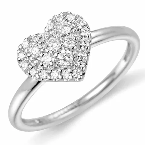 testsieraad hart diamant ring in 14 karaat witgoud 0,22 ct