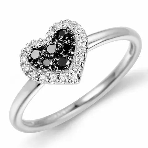 hart zwart diamant ring in 14 karaat witgoud 0,13 ct 0,09 ct