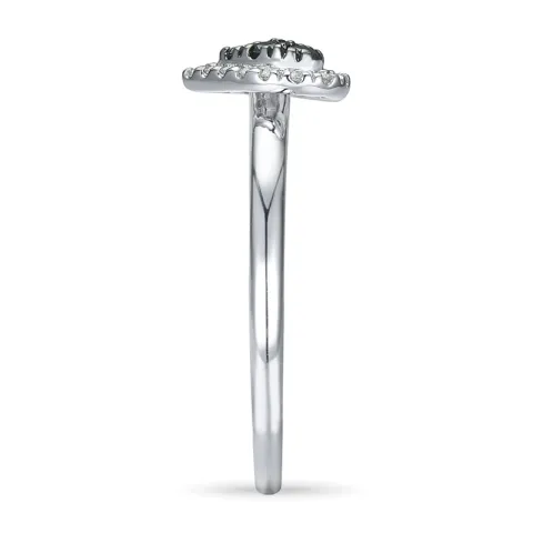 hart zwart diamant ring in 14 karaat witgoud 0,13 ct 0,09 ct
