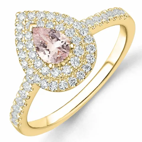 morganit diamant ring in 14 karaat goud 0,35 ct 0,39 ct