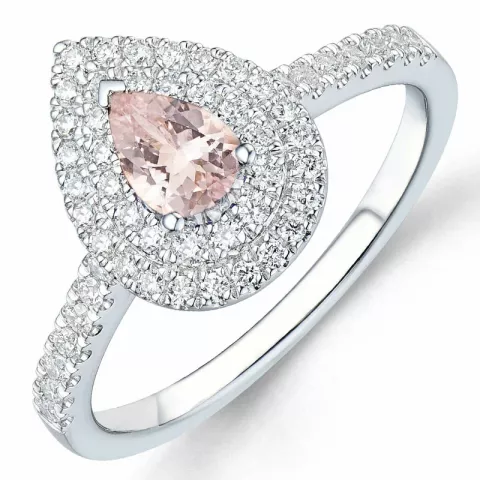 morganit diamant ring in 14 karaat witgoud 0,35 ct 0,39 ct
