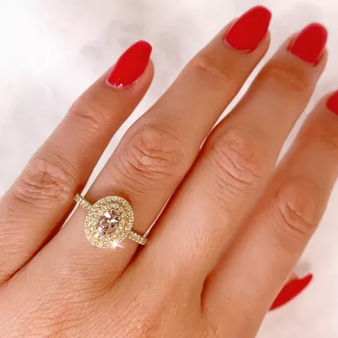 morganit diamant ring in 14 karaat goud 0,42 ct 0,40 ct