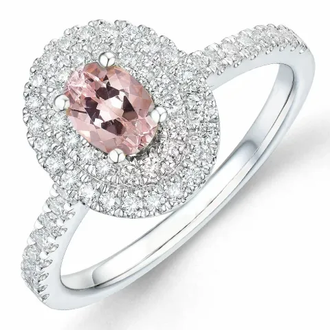 morganit diamant ring in 14 karaat witgoud 0,42 ct 0,40 ct