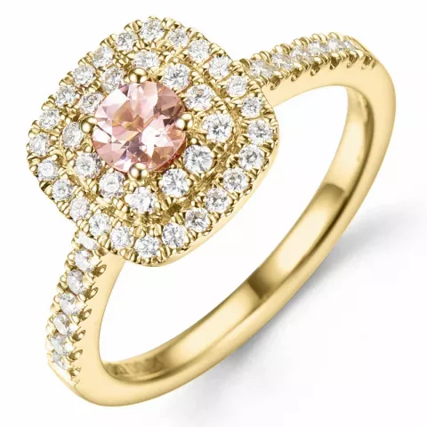 morganit diamant ring in 14 karaat goud 0,22 ct 0,34 ct