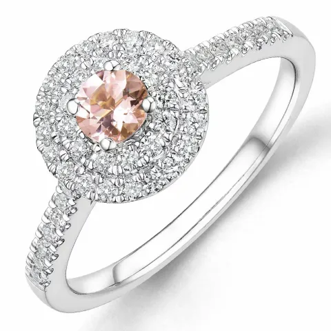 morganit diamant ring in 14 karaat witgoud 0,22 ct 0,33 ct